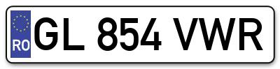 Placuta inmatriculare numar auto  GL-854-VWR, GL 854 VWR, GL854VWR