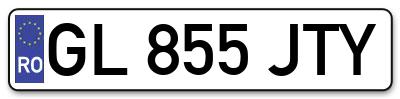 Placuta inmatriculare numar auto  GL-855-JTY, GL 855 JTY, GL855JTY