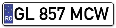 Placuta inmatriculare numar auto  GL-857-MCW, GL 857 MCW, GL857MCW