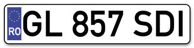 Placuta inmatriculare numar auto  GL-857-SDI, GL 857 SDI, GL857SDI