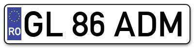 Placuta inmatriculare numar auto  GL-86-ADM, GL 86 ADM, GL86ADM
