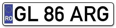 Placuta inmatriculare numar auto  GL-86-ARG, GL 86 ARG, GL86ARG