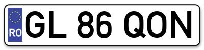 Placuta inmatriculare numar auto  GL-86-QON, GL 86 QON, GL86QON