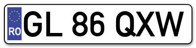 Placuta inmatriculare numar auto  GL-86-QXW, GL 86 QXW, GL86QXW