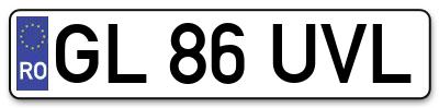 Placuta inmatriculare numar auto  GL-86-UVL, GL 86 UVL, GL86UVL