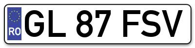 Placuta inmatriculare numar auto  GL-87-FSV, GL 87 FSV, GL87FSV