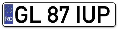 Placuta inmatriculare numar auto  GL-87-IUP, GL 87 IUP, GL87IUP