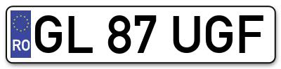Placuta inmatriculare numar auto  GL-87-UGF, GL 87 UGF, GL87UGF