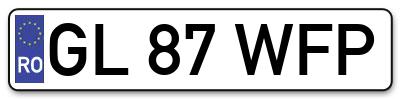 Placuta inmatriculare numar auto  GL-87-WFP, GL 87 WFP, GL87WFP