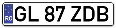 Placuta inmatriculare numar auto  GL-87-ZDB, GL 87 ZDB, GL87ZDB