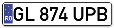 Placuta inmatriculare numar auto  GL-874-UPB, GL 874 UPB, GL874UPB