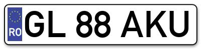 Placuta inmatriculare numar auto  GL-88-AKU, GL 88 AKU, GL88AKU