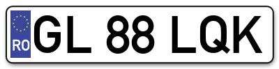Placuta inmatriculare numar auto  GL-88-LQK, GL 88 LQK, GL88LQK