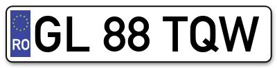 Placuta inmatriculare numar auto  GL-88-TQW, GL 88 TQW, GL88TQW