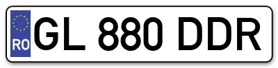 Placuta inmatriculare numar auto  GL-880-DDR, GL 880 DDR, GL880DDR