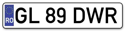 Placuta inmatriculare numar auto  GL-89-DWR, GL 89 DWR, GL89DWR