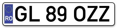 Placuta inmatriculare numar auto  GL-89-OZZ, GL 89 OZZ, GL89OZZ