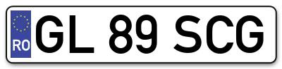 Placuta inmatriculare numar auto  GL-89-SCG, GL 89 SCG, GL89SCG
