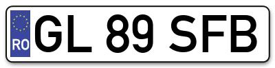 Placuta inmatriculare numar auto  GL-89-SFB, GL 89 SFB, GL89SFB