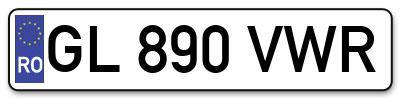 Placuta inmatriculare numar auto  GL-890-VWR, GL 890 VWR, GL890VWR
