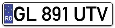 Placuta inmatriculare numar auto  GL-891-UTV, GL 891 UTV, GL891UTV