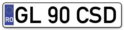 Placuta inmatriculare numar auto  GL-90-CSD, GL 90 CSD, GL90CSD