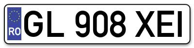 Placuta inmatriculare numar auto  GL-908-XEI, GL 908 XEI, GL908XEI