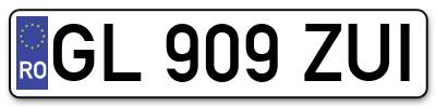Placuta inmatriculare numar auto  GL-909-ZUI, GL 909 ZUI, GL909ZUI