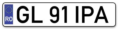 Placuta inmatriculare numar auto  GL-91-IPA, GL 91 IPA, GL91IPA