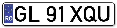 Placuta inmatriculare numar auto  GL-91-XQU, GL 91 XQU, GL91XQU
