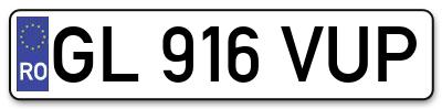 Placuta inmatriculare numar auto  GL-916-VUP, GL 916 VUP, GL916VUP
