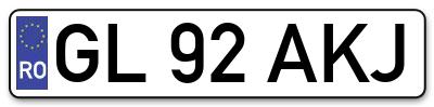 Placuta inmatriculare numar auto  GL-92-AKJ, GL 92 AKJ, GL92AKJ