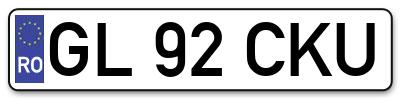Placuta inmatriculare numar auto  GL-92-CKU, GL 92 CKU, GL92CKU