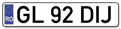 Placuta inmatriculare numar auto  GL-92-DIJ, GL 92 DIJ, GL92DIJ