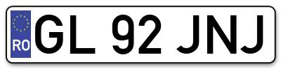 Placuta inmatriculare numar auto  GL-92-JNJ, GL 92 JNJ, GL92JNJ