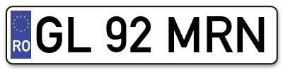 Placuta inmatriculare numar auto  GL-92-MRN, GL 92 MRN, GL92MRN