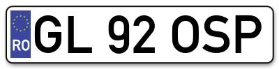 Placuta inmatriculare numar auto  GL-92-OSP, GL 92 OSP, GL92OSP