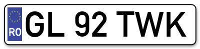Placuta inmatriculare numar auto  GL-92-TWK, GL 92 TWK, GL92TWK