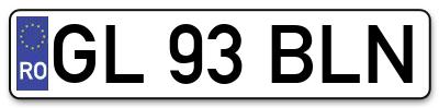 Placuta inmatriculare numar auto  GL-93-BLN, GL 93 BLN, GL93BLN