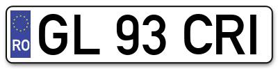 Placuta inmatriculare numar auto  GL-93-CRI, GL 93 CRI, GL93CRI