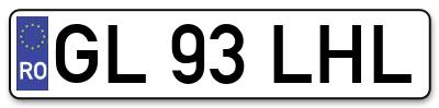Placuta inmatriculare numar auto  GL-93-LHL, GL 93 LHL, GL93LHL