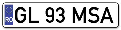 Placuta inmatriculare numar auto  GL-93-MSA, GL 93 MSA, GL93MSA