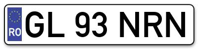 Placuta inmatriculare numar auto  GL-93-NRN, GL 93 NRN, GL93NRN