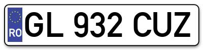 Placuta inmatriculare numar auto  GL-932-CUZ, GL 932 CUZ, GL932CUZ