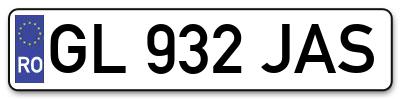 Placuta inmatriculare numar auto  GL-932-JAS, GL 932 JAS, GL932JAS