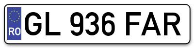 Placuta inmatriculare numar auto  GL-936-FAR, GL 936 FAR, GL936FAR