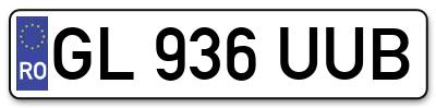 Placuta inmatriculare numar auto  GL-936-UUB, GL 936 UUB, GL936UUB