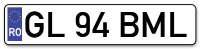 Placuta inmatriculare numar auto  GL-94-BML, GL 94 BML, GL94BML