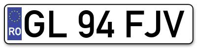 Placuta inmatriculare numar auto  GL-94-FJV, GL 94 FJV, GL94FJV