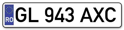 Placuta inmatriculare numar auto  GL-943-AXC, GL 943 AXC, GL943AXC